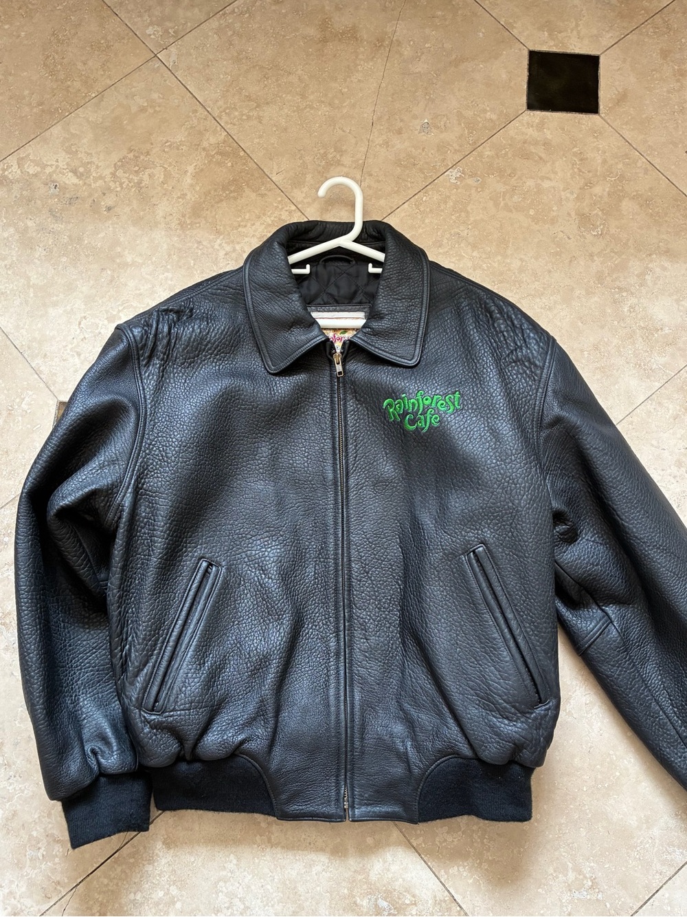 Black Leather Bomber Jacket